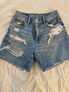 American Eagle Outfitters Distressed Light Blue Denim Jean Shorts